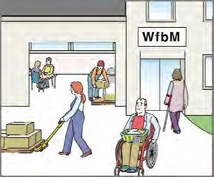 04 Bin ich dann noch Mitarbeiter der WfbM? Wenn Sie einen BiB haben, bleiben Sie Mitarbeiter der WfbM. Das hat viele Vorteile. Zum Beispiel: Sie werden auf dem Arbeits-Platz im Betrieb unterstützt.
