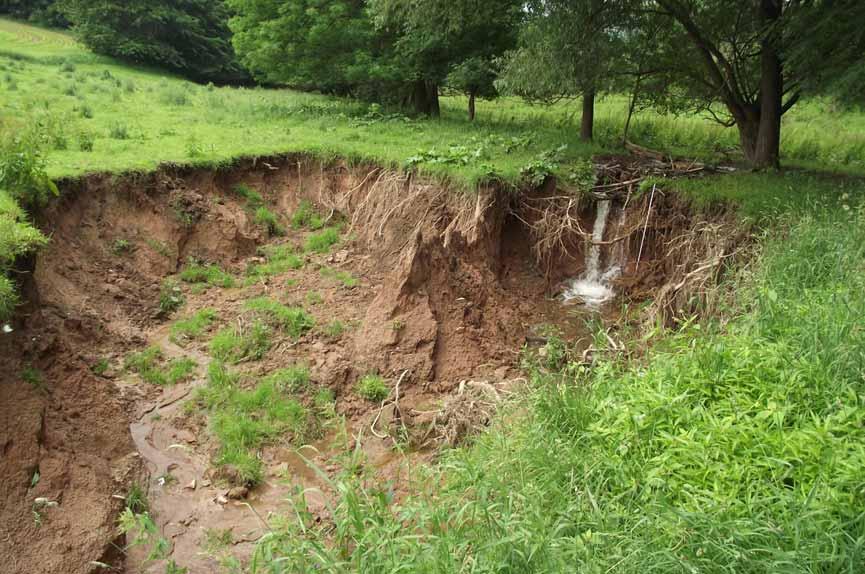 Nachhaltige Hochwasserschadensbeseitigung Kreischa Erosion von Wirtschaftsgrünland 2 m Stowasserplan