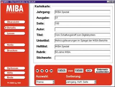 Neueste MIBA-CD-ROMs wie Modellbahn- Der erste Schritt nach der Neuinstallation besteht darin, auf der Seite Optionen die vorhandenen MIBA-CDs anzukreuzen.