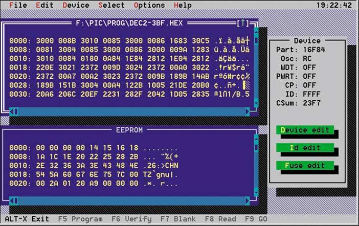 Der Screenshot des Programms PIP02 zeigt ein älteres (DEC2-3BF) geladenes Wikinger -Programm. Hauptspeicher.