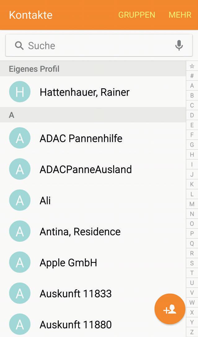 Kpitel 3 Telefonieren und Kontkte einrichten Ds Kontkte-Menü b d e g h i c j 3. Wählen Sie den Gruppennmen nun in der Übersicht durch Antippen us.