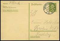 dito gelaufen, Bedarf DR-P 194 150 1,50 1931 - Postkarte "Reichspräsident Ebert" 8 Pf Absendervermerk jetzt 5 Vordruck- und 3 Punktzeilen - P 195 I