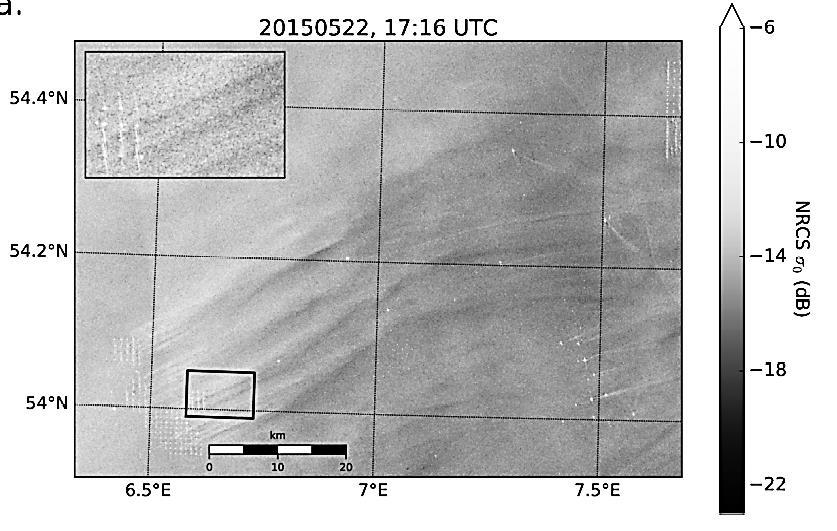 OWP OWP Wakes in der Atmosphäre hinter OWPs auf SENTINEL-1 SAR Szene Alpha Ventus ESA 2015 Alpha Ventus
