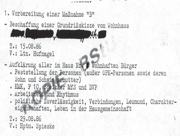B -Wanzeneinbau Die Stasi plante, die Wohnung der Familie Fischer akustisch zu überwachen.