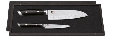 Santoku mit Kullenschliff KDM-0004, Klinge 7.0 / 18,0 cm, Griff 12,2 cm Brotmesser KDM-0008, Klinge 9.