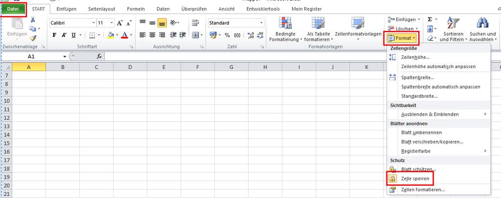 2 Excel Schulung Andreas Todt Klicken Sie auf Zelle sperren, damit für die markierten Zellen der Excel-Blattschutz, also die Sperrung, aufgehoben wird.