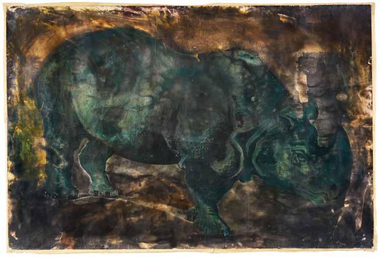 Johannes Brus Das Unsichtbare im Sichtbaren Grünes Nashorn, 1982, 127 189 cm verendete Tierwelt wiederum mit dem Limbus?