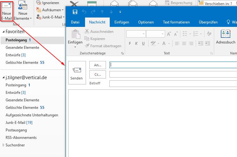 3.1.3 E-Mails erstellen und senden Outlook ermöglicht Ihnen neue E-Mails zu schreiben und diese an Ihre Kontakte zu senden. Um diese Funktion wahrzunehmen, gehen Sie wie folgt vor: 1.
