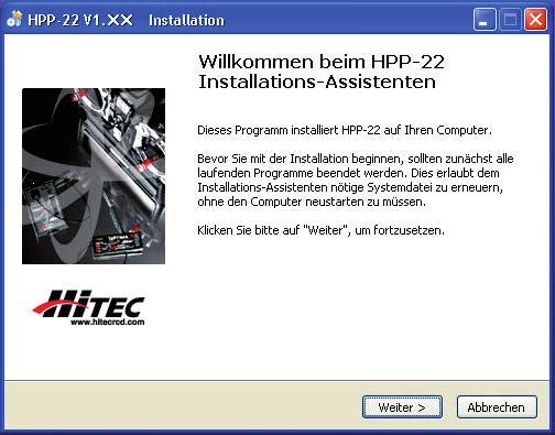 1. HPP-22 - Download- und Installations-Anweisungen 1.1. Laden Sie die neuste Version der HPP-22 Software von der HiTEC Seite herunter.