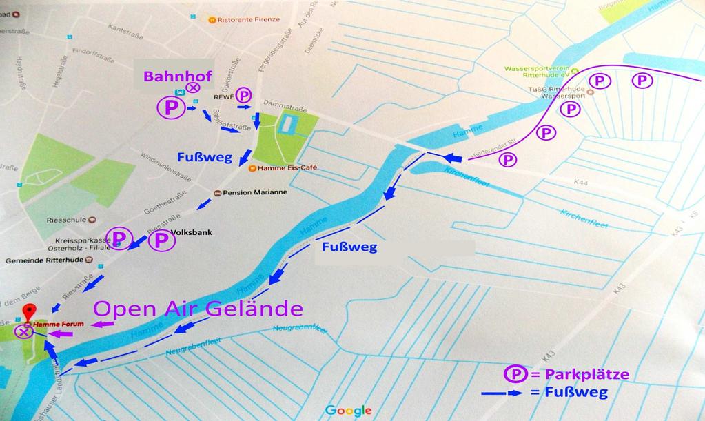 Parken nordöstlich des Hamme Forums: Bei der Sparkasse, bei der Volksbank, auf dem Park & Ride-Platz