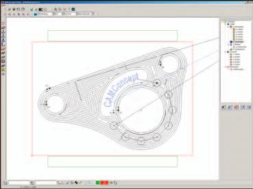 CAMConcept besteht aus einem CAD-Teil, CAM-Teil und einem CNC-Teil. Zusätzlich besteht auch die Möglichkeit Zeichnungen und Werkzeuglisten auszudrucken.