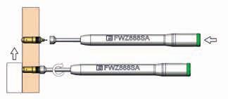Werkzeuge / Einschraubwerkzeuge mit LEDSignal für Schaltstifte Stiftbezeichnung SW esamt Schaft atterien länge ØA F880 x 2,2 147,0 3,7 2 x AAAA 1,5V FWZ880SA F88890S1101U200S05 x 5,0 147,0 8,0 2 x