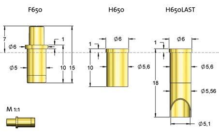 Kurzhubstifte Kurzhubstift robuste Ausführung F650 Raster (mm/mil) 6,50 / 256 Temperatur NennHub Treffgenauigkeit 10,0 A 40 C.