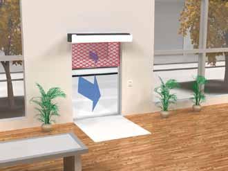 Schutz für die gesamte Türöffnung Ein korrekt installierter Luftschleier erzeugt eine Luftbarriere, die die Öffnung ihrer Breite und Höhe nach abdeckt und auf die Belastungen zugeschnitten ist, denen