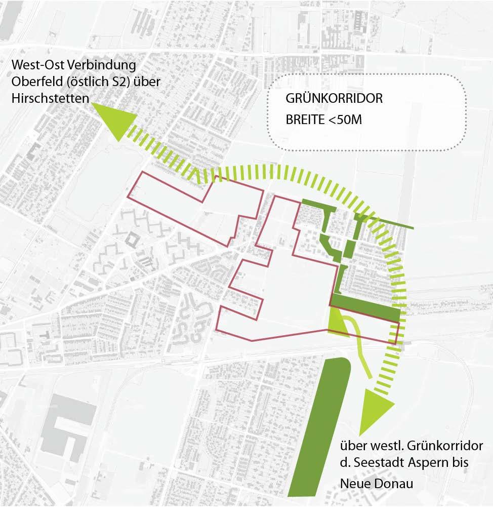 Lokaler Grünplan Vernetzungsziele Grünkorridor von Seestadt West bis Badeteich Hirschstetten ca.