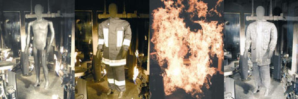 DuPontTM Thermo-Man stellt die Brandschutzleistung Ihre Bekleidung fest.