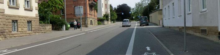 Weggentalstraße in Rottenburg sowie der Fahrradstreifen in der Seebronner Straße, ebenfalls in