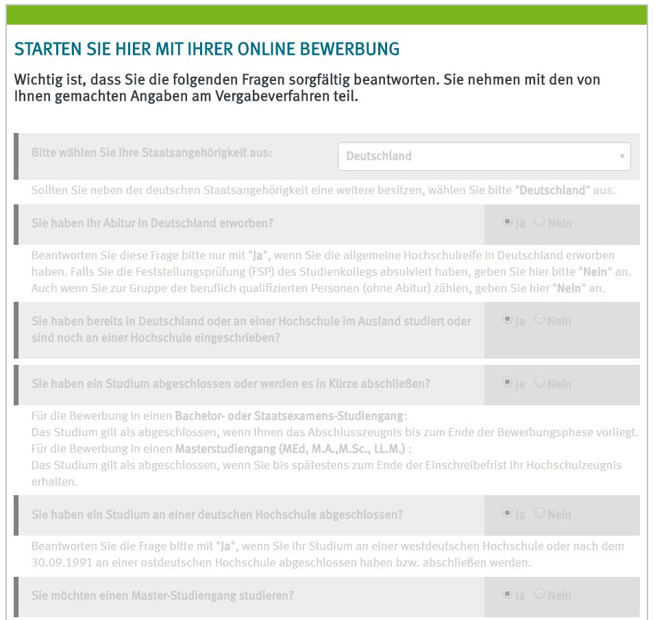 Schritt 1: Start der Bewerbung / Online-Portal Öffne die Seite: https://studienbewerbung.uni-muenster.de/tld.zulix.portal.