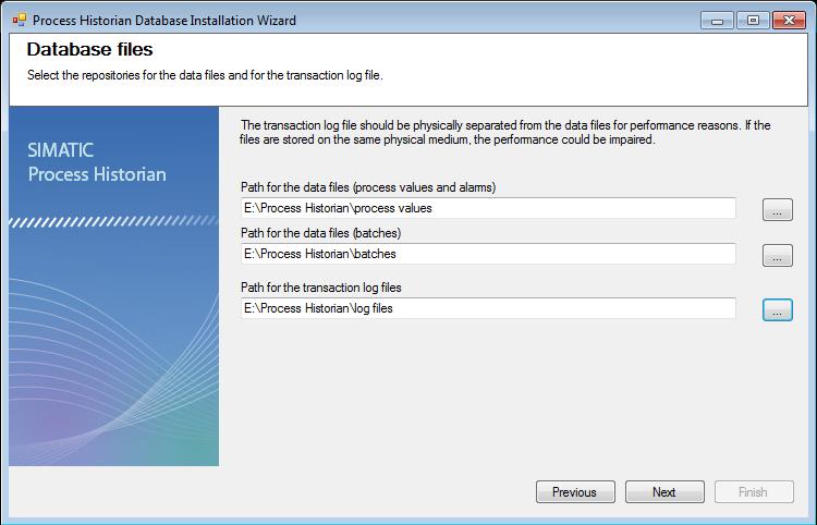 5 Installation und Inbetriebnahme 5.2 Konfiguration Process Historian 9. Öffnen Sie den Windows Explorer, um auf dem gewünschten Ziellaufwerk eine Verzeichnisstruktur für die PH-Datenbank anzulegen.