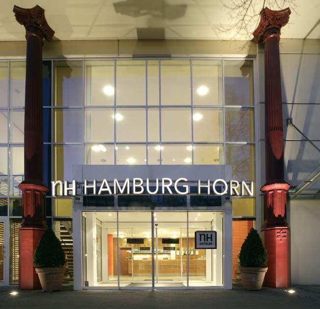 Rennbahnstraß SPEZIELLER KOMFORT UND DETAILS FÜR BESONDERE ANSPRÜCHE Willkommen im NH Hamburg-Horn, einem 4-Sterne-Hotel mit direktem Blick auf die Horner Galopp-Rennbahn.