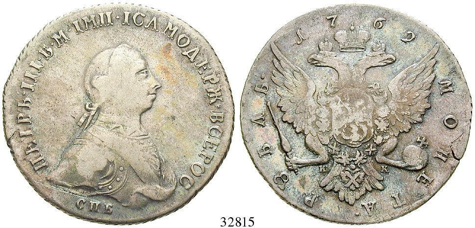 32815 Peter III., 1762 Rubel 1762, St. Petersburg HK. 23,5 g.