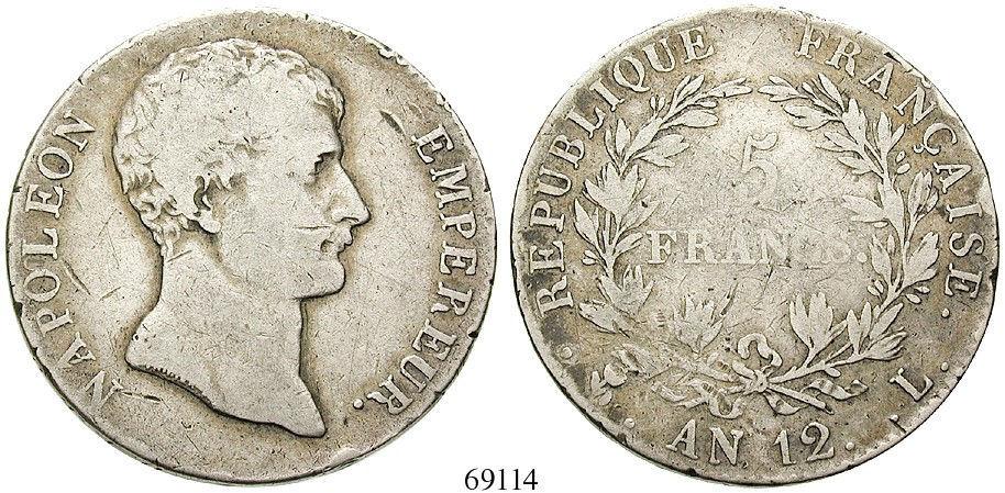69114 5 Francs AN 12, L Bayonne. 24,63 g. Dav.