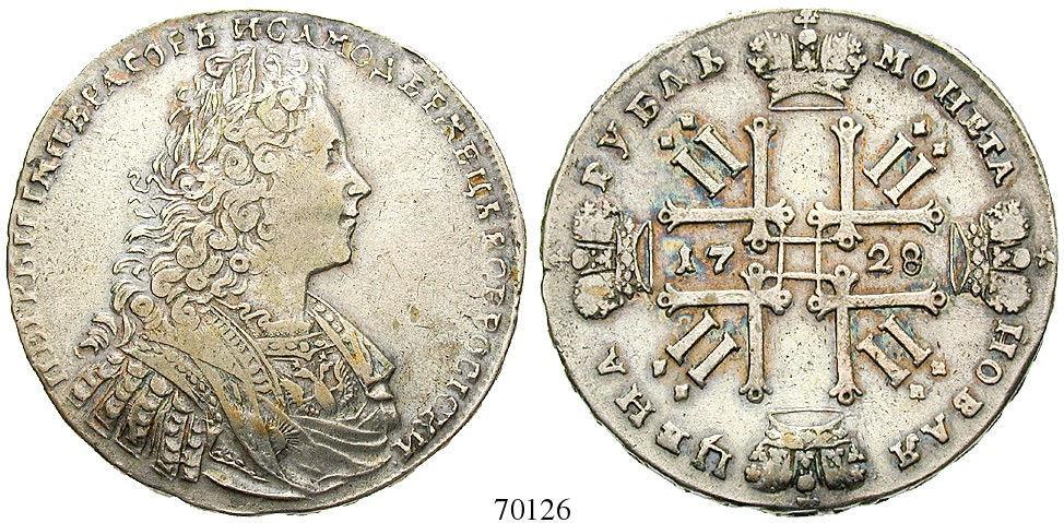 , 1727-1730 Rubel 1728, Moskau. 28,36 g. Dav.