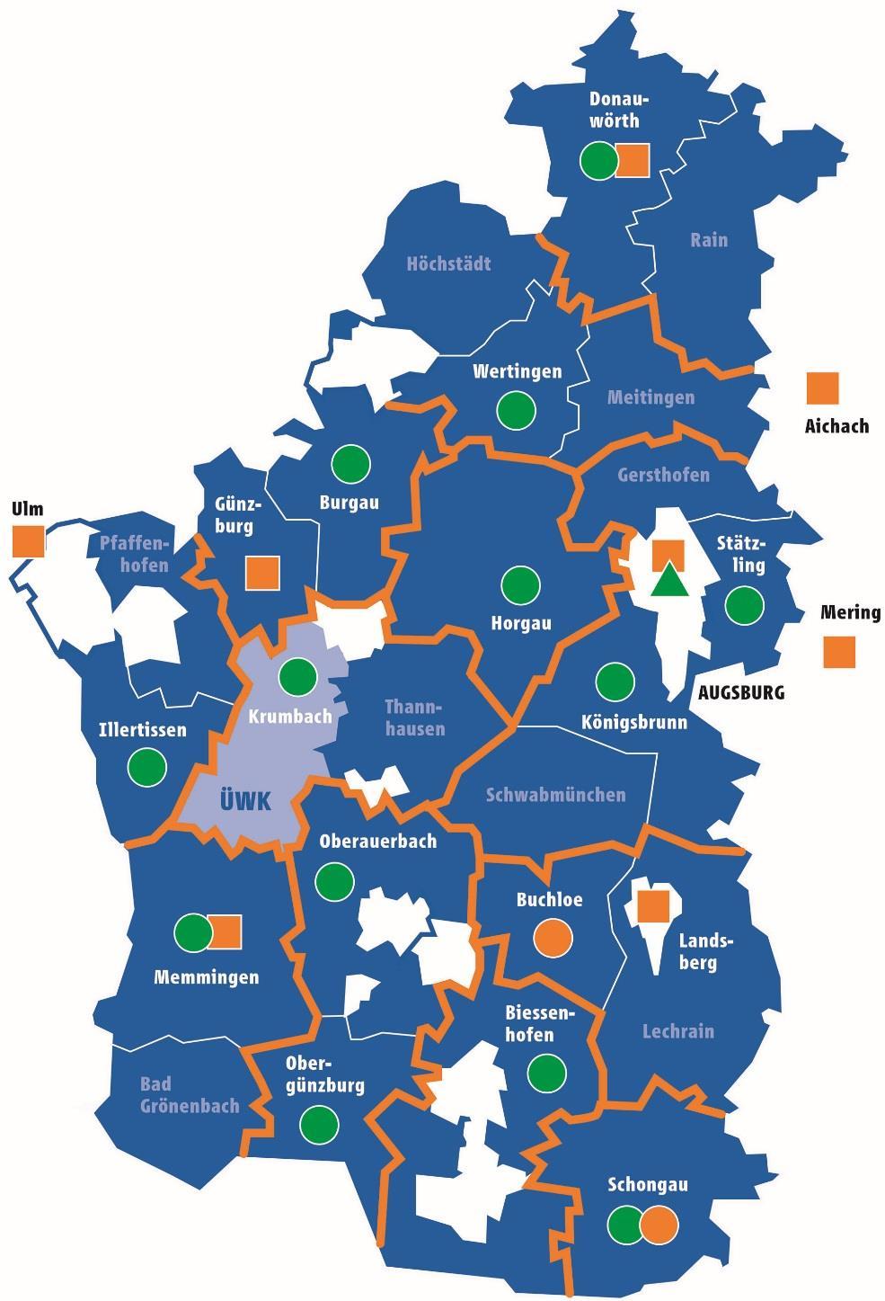 Lechwerke Service für unsere Kunden > in Energieläden und Energiepunkten in Aichach, Augsburg, Buchloe, Donauwörth, Günzburg, Landsberg, Memmingen, Mering, Ulm, Schongau und Illertissen.