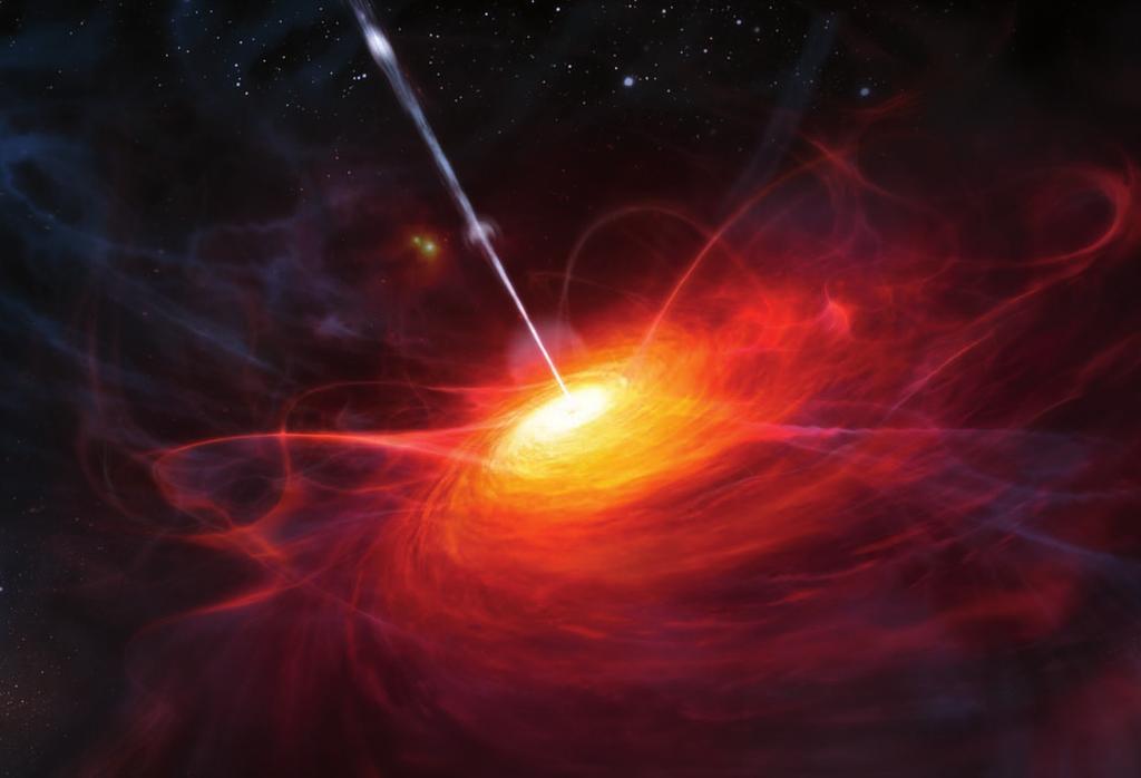 Abb. 2 eines Quasars AGN: active galactic nuclei = aktive galaktische Kerne; die besonders hellen Kerne bestimmter Galaxien quasistellar: Der Begriff kommt aus dem Lateinischen: quasi = gleichsam;