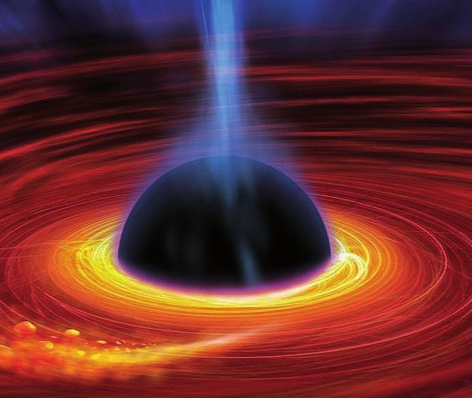 Abb. 3 eines Schwarzen Lochs mit Akkretionsscheibe kann ein Objekt einem Schwarzen Loch nicht mehr entkommen [4].