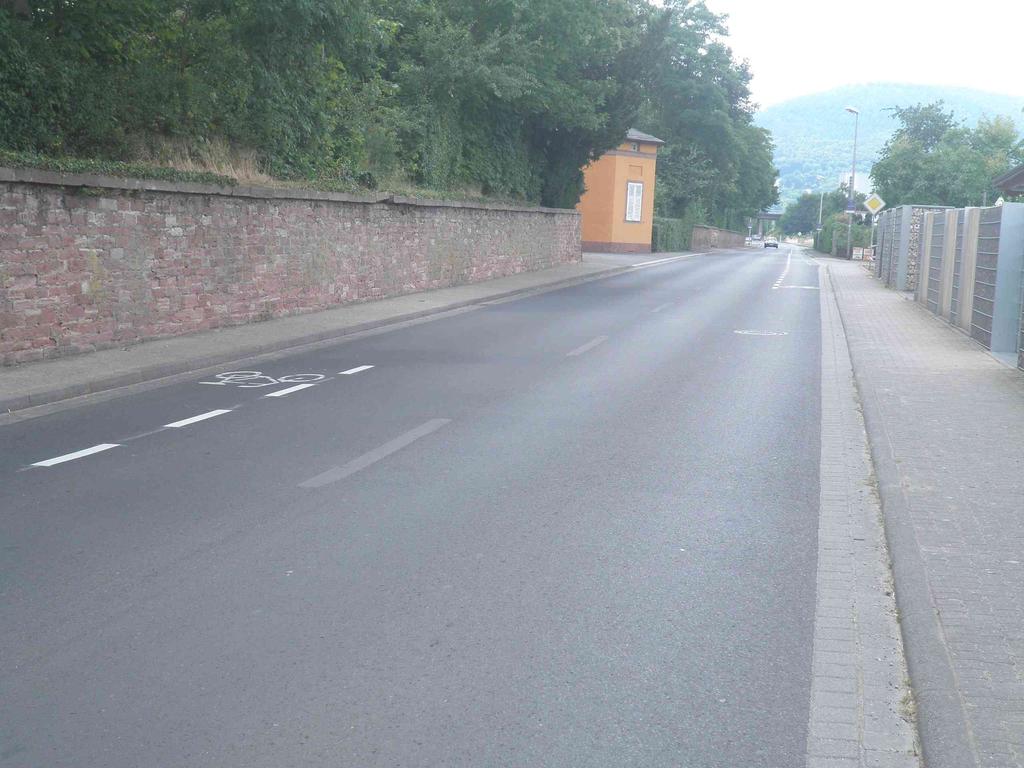 Im Kreuzungsbereich zur Karl-Matti-Straße sind Schutzstreifen aufgrund der größeren