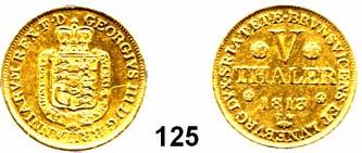 Deutsche Münzen und Medaillen 17 Braunschweig - Calenberg (Hannover) Georg III. 1760 1820 125 5 Taler Gold 1813, London. 6,59 g. AKS 2. Jg.