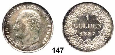 Deutsche Münzen und Medaillen 19 Hessen - Darmstadt Ludwig II. 1830 1848 147 Gulden 1837, Darmstadt. AKS.