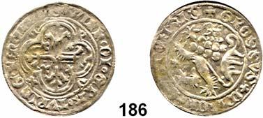 Deutsche Münzen und Medaillen 23 Sachsen (Meißen - Thüringen) Wilhelm I. 1382 1407 185 Meißner Groschen (1396-1405), Freiberg. Lilienkreuz im Vierpaß, herum C-R/X-V.