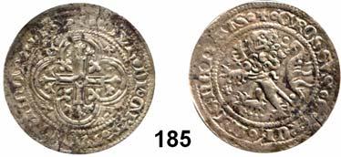 ... Sehr schön 30,- 191 Schildgroschen (1409-1412), Freiberg. Lilienkreuz im Vierpaß, herum X - C und V - R. / Löwenschild, herum Rosetten 2,76 g. Krug 670/5.