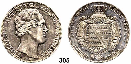 34 Deutsche Münzen und Medaillen Sachsen Friedrich August II. 1836 1854 305 Doppeltaler 1854 F, Dresden. Kahnt 454. Thun 322F. Jg. 78. AKS 94. Dav.