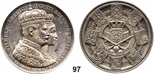 ... Vorzüglich 60,- 98 Zinnmedaille 1870 (1871, Drentwett & Peter) zur Kaiserproklamation. Brustbild rechts mit Kaiserkrone.