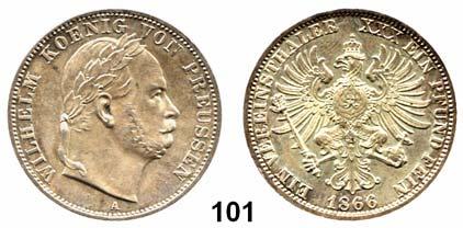 14 Deutsche Münzen und Medaillen Preußen, Königreich Wilhelm I. 1861 1888 101 Siegestaler 1866 A, Berlin. Kahnt 389. Thun 271.