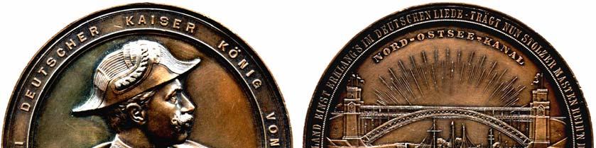 .. Sehr schön 30,- Wilhelm II. 1888 1918 104 Goldmedaille o.j. (E. Weigand) in Größe eines 20 Mark-Stücks. Kopf rechts im Perlkreis.