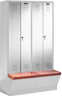 Türen für gemeinsamen Verschluss - In Drehbolzen gelagert - Mit reinigungsfreundlichem Lochbild - Eingeprägter Etikettenrahmen für integrierbare Nummerierung - Komfortabler
