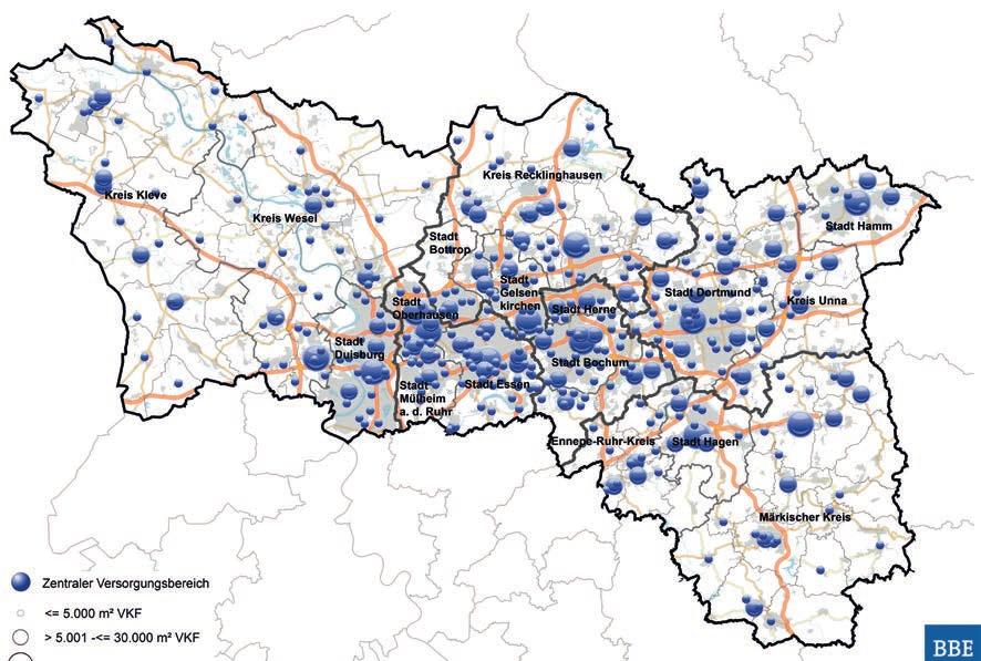 Räumliche Verteilung der zentralen Versorgungsbereiche zentraler Versorgungsbereich 5.000 m 2 VKF > 5.000 30.000 m 2 VKF > 30.