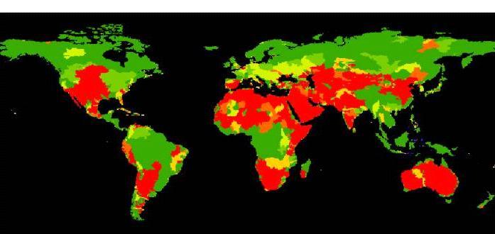 Water Stress Index in Wassereinzugsgebieten WSI <0.1 0.1-0.2 0.2-0.4 0.4-0.6 0.6-1.0 >1.