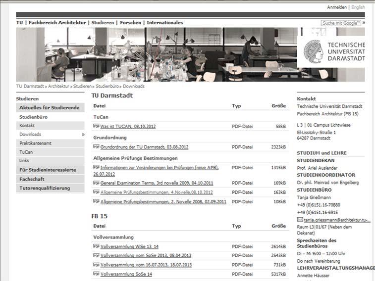 Präsentation zum Nachlesen Alles zum Nachlesen auf der Download-Seite des Studienbüros! http://www.architektur.tu-darmstadt.