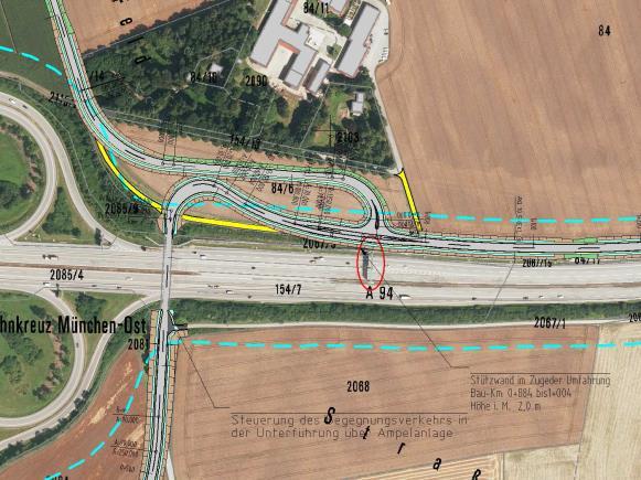 4. Vorstellung der Varianten Variante 2: Länge: 4,4 km Nutzung 1-spurige Unterführung BAB A94,