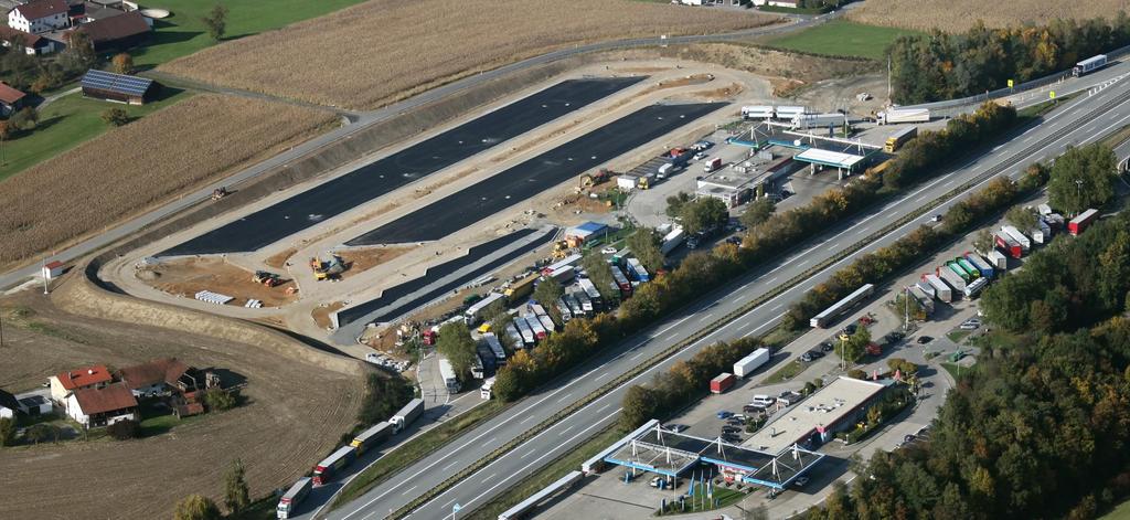 A 3, Erweiterung T+R Donautal West Autobahndirektion Südbayern erhebliche Erweiterung des Stellplatzangebotes insbesondere für Lkw