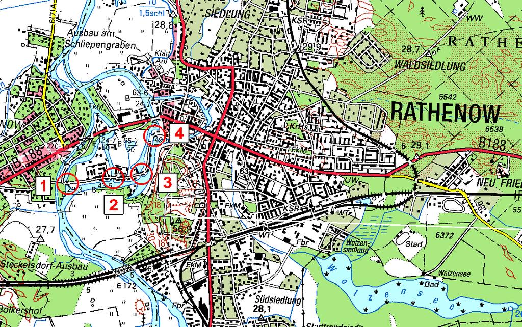 7.1.4 Wehrgruppe Rathenow Zur Wehrgruppe Rathenow gehören neben den zwei Schleusen folgende Wehranlagen (Abb.
