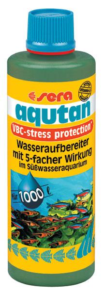 Das frische Leitungswasser wird an die Temperatur im Aquarium angepasst und mit # aqutan aufbereitet.