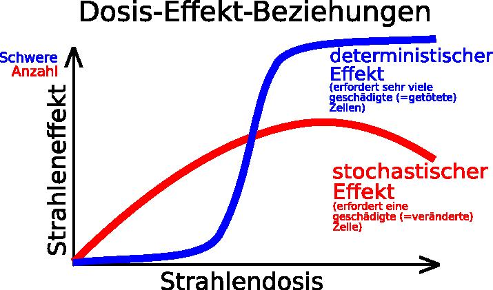 Stochastische und deterministische Strahlenschäden Die deterministischen Strahlenschäden weisen eine Schwellendosis auf,
