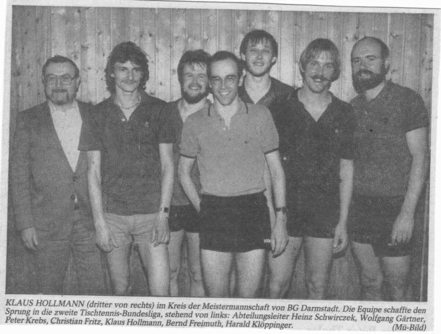 Verbandsrunde 1981 / 1982 Die Mädchen: Sabine Münch, Stefanie Nehls, Sabine Failer, Silke Seubert. Die Jugend: Mathias Dilfer, Michael Ott, Jörg Dinter, Helmut Webert.