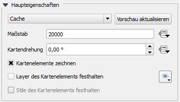 Sind Position und Größe des Kartenfensters definiert, kann unter dem Menüpunkt Haupteigenschaften der gewünschte Maßstab eingestellt und die Kartenvorschau aktualisiert werden.